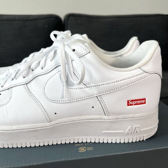 Nike Air Force 1 x Supreme Low Box Logo White CU9225-100 Men's Size 13 - Picture 8 of 12